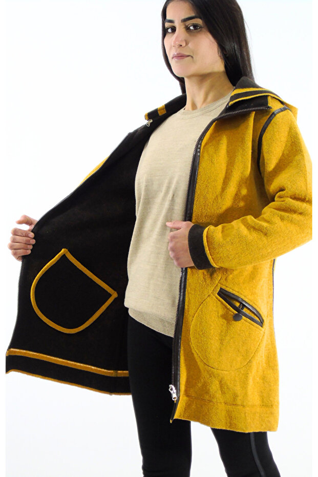 Lams Kapüşonlu Çift Taraflı Ceket - 3