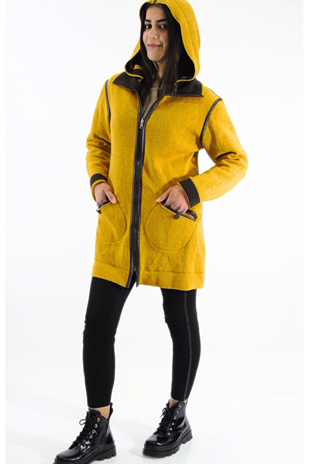 Lams Kapüşonlu Çift Taraflı Ceket - 2