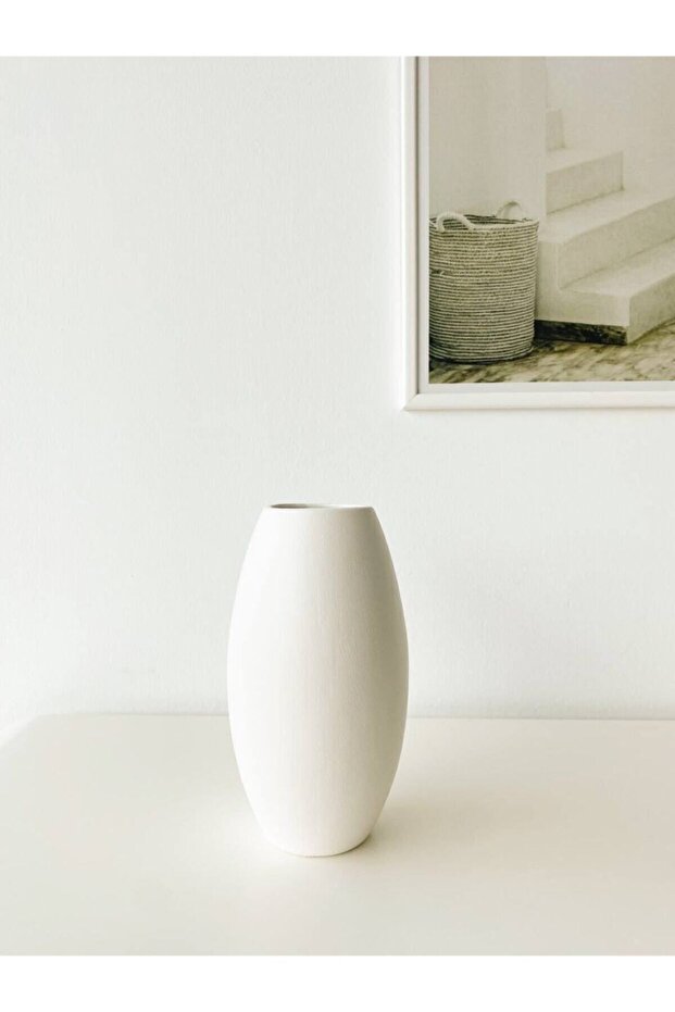 Roll Seramik Vazo Orta ( Beyaz) - 1