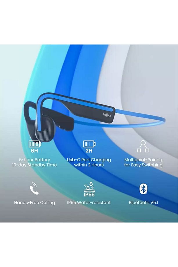 OpenMove IP55, Bluetooth 5.1, 6 Saat Pil Ömrü, Günlük ve Spor Kemik İletimli Kulaklık - Mavi - 5