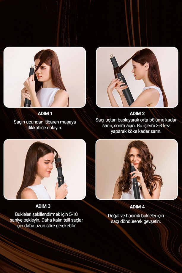 5 iN 1 Hava Üflemeli Saç Düzleştirici Şekillendirici Airwrap Compact Saç Kurutma Fön Makinesi - 6