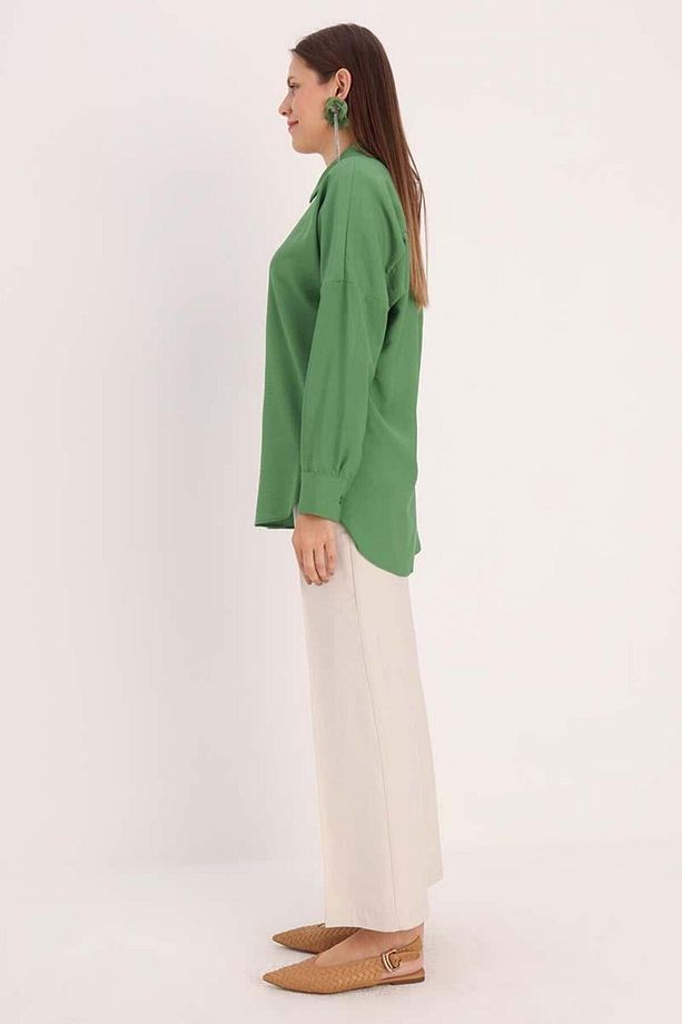 Yeşil-Oversize Gömlek - 3