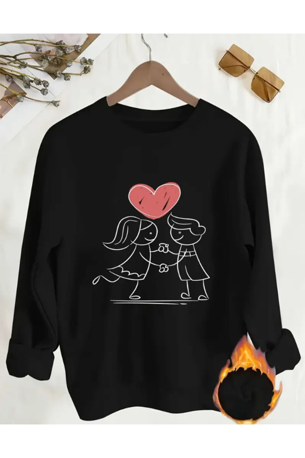 Unisex Hand Holding Garbage Couples Printed Sweatshirt