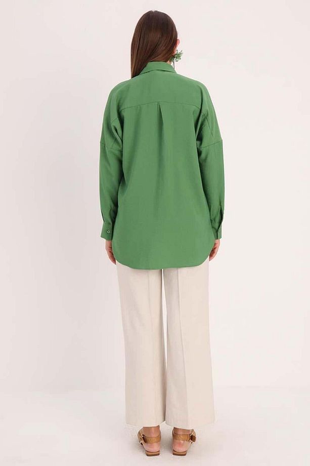 Yeşil-Oversize Gömlek - 4