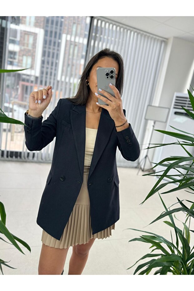 Foo New Jachetă Blazer de in bleumarin - 1