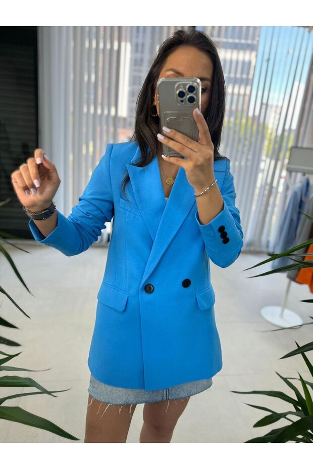 Modrá ľanová bunda Foo - 3