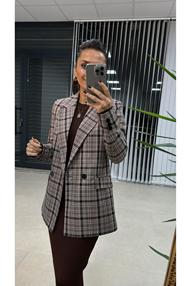 Foo Powder Black Checkered Blazer Jacket - 7