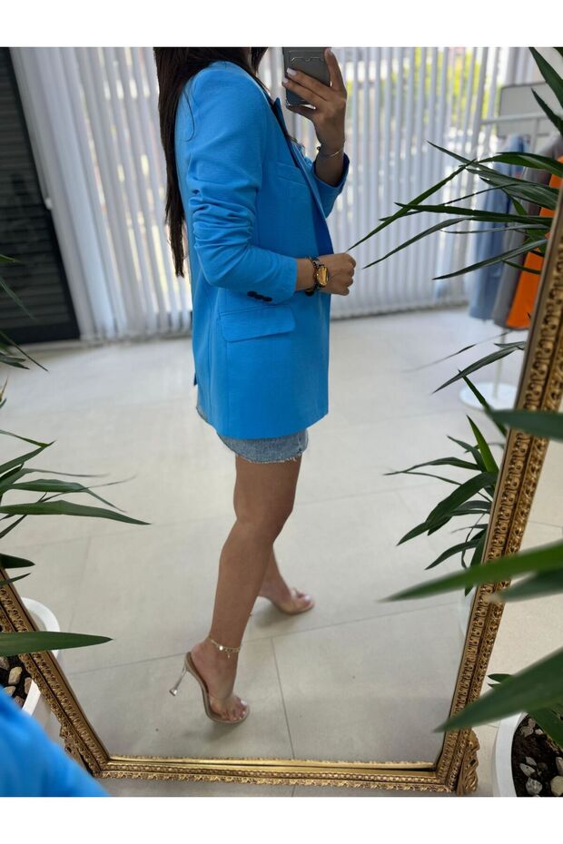 Modrá ľanová bunda Foo - 7