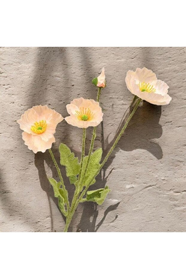 6’ Lı Gelincik Yapay Çiçek, Vazo Çiçeği Kırmızı Ve Somon, Dekoratif Yapay Çiçek ,bahar Çiçekleri, - 2