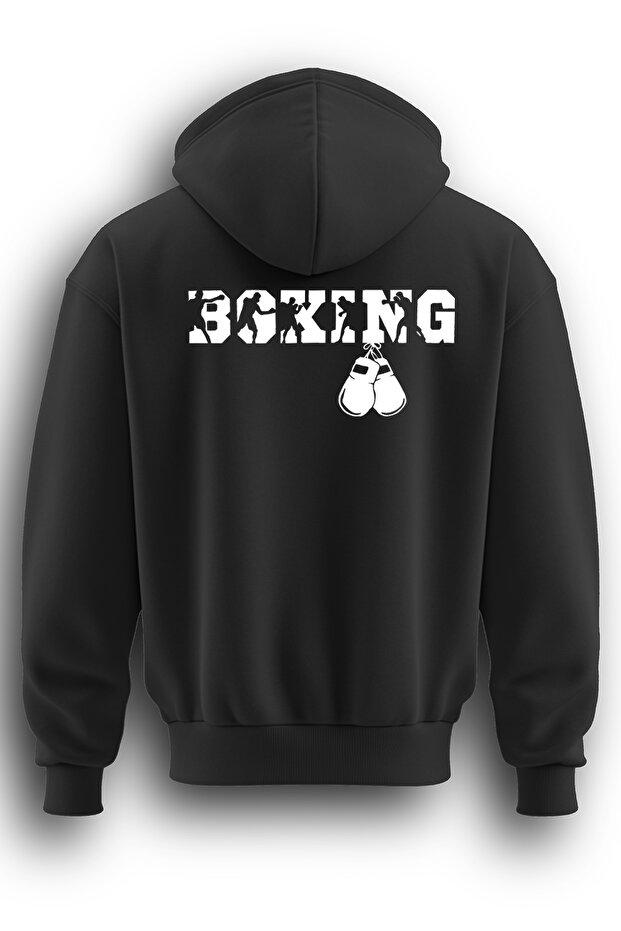 Boxing Pattern 3 String Lightweight Hooded Sweatshirt - Boks52002 - 2