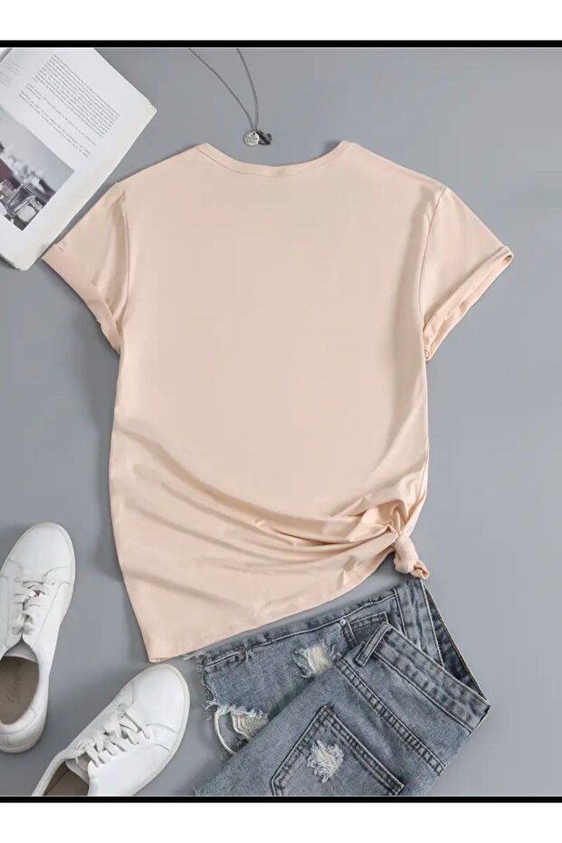 GÖĞÜS PUSULA BASKILI BASİC T-SHİRT - 2