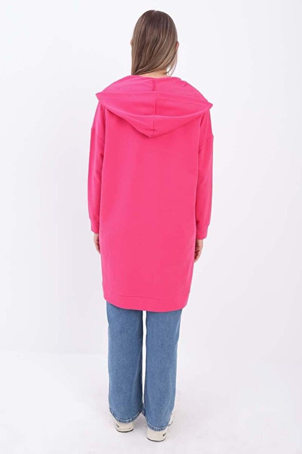 Fuşya-Fermuarlı Sweat Hırka - 4