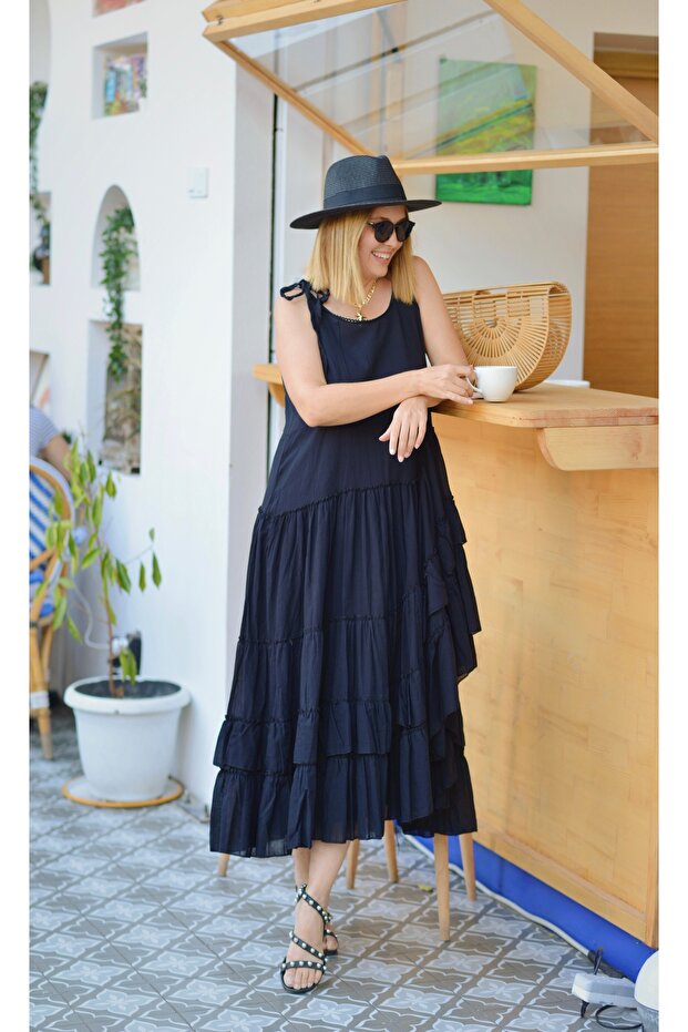 ASİMETRİK ASKILI ELBİSE - 1