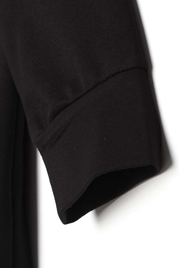 Siyah-Kapüşonlu Sweat Tunik - 7