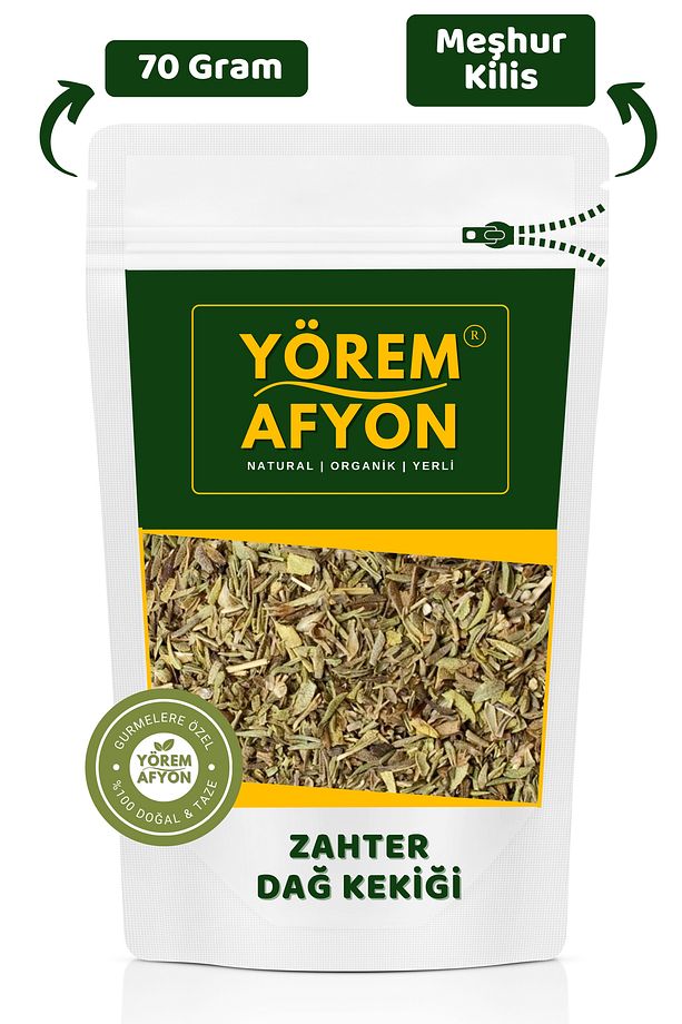 Yörem Afyon Meşhur Kilis Yeni Mahsul Güneşte Kurutulmuş Zahter, Dağ Kekiği, Kara Kekik | 70Gr. - 1