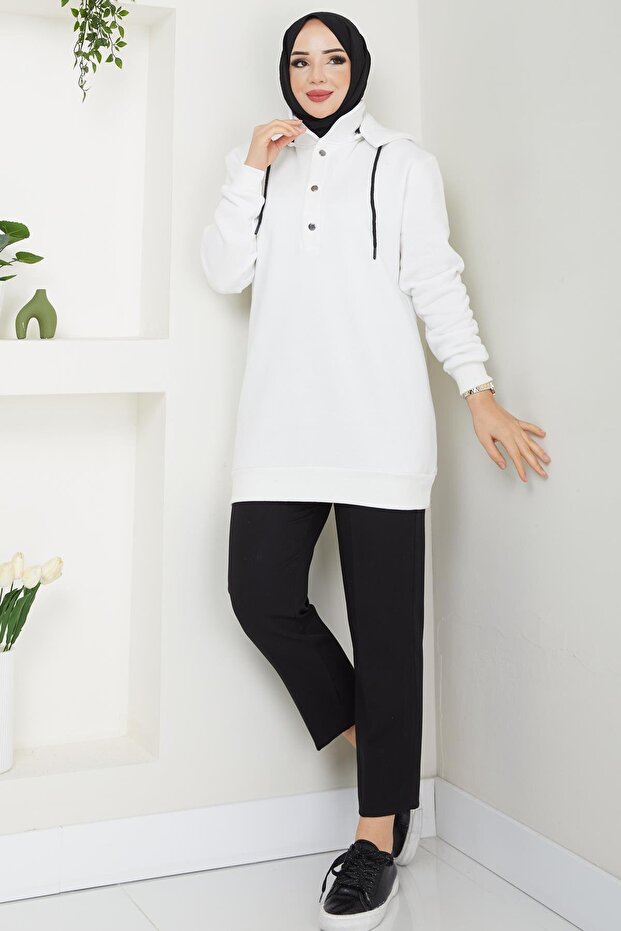 Esila Tesettür Sweat Ekru - 7