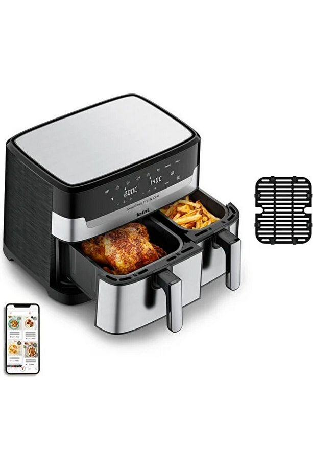 Çift Hazneli Easy Fry & Grill Dual Yağsız 8.3 Litre Fritöz ve Tefal 1500W Cam Hazneli robot - 7