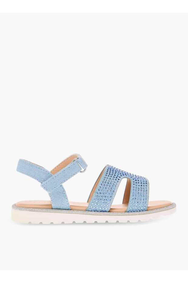 Embellished Cross Strap Sandals with Hook and Loop Closure - 2
