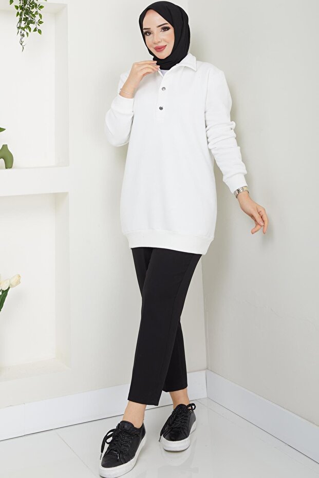 Esila Tesettür Sweat Ekru - 4