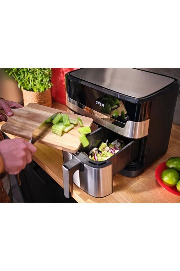 Çift Hazneli Easy Fry & Grill Dual Yağsız 8.3 Litre Fritöz ve Tefal 1500W Cam Hazneli robot - 5