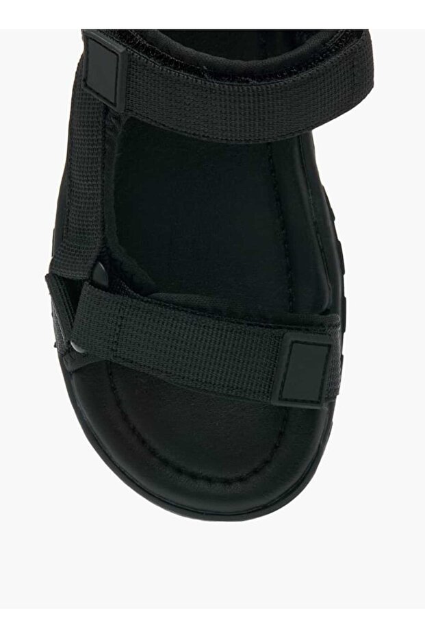 Textured Sandals with Hook and Loop Closure - 3