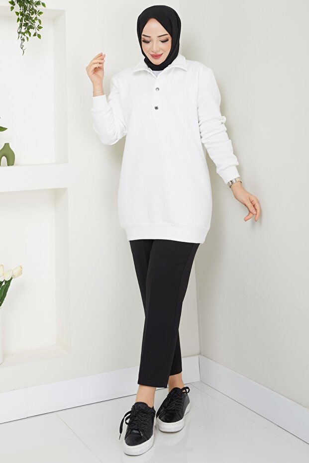 Esila Tesettür Sweat Ekru - 8