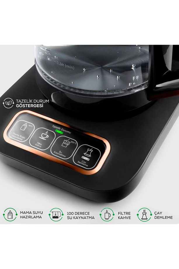 Çaysever Robotea Pro 4 in 1 KONUŞAN Otomatik PREMİUM Cam Çay Makinesi Su Isıtıcı Filtre Kahve - 2