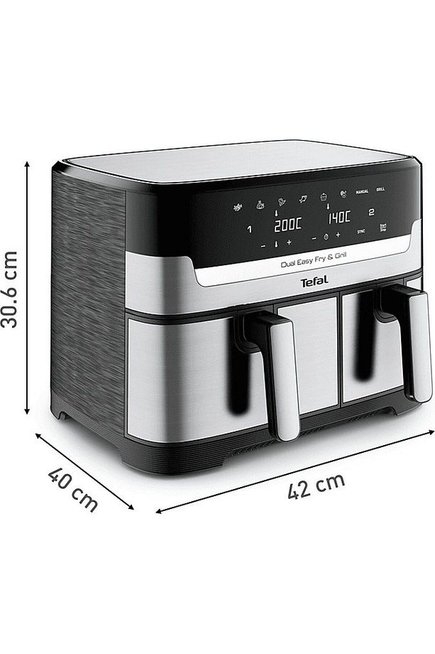 Çift Hazneli Easy Fry & Grill Dual Yağsız 8.3 Litre Fritöz ve Tefal 1500W Cam Hazneli robot - 4