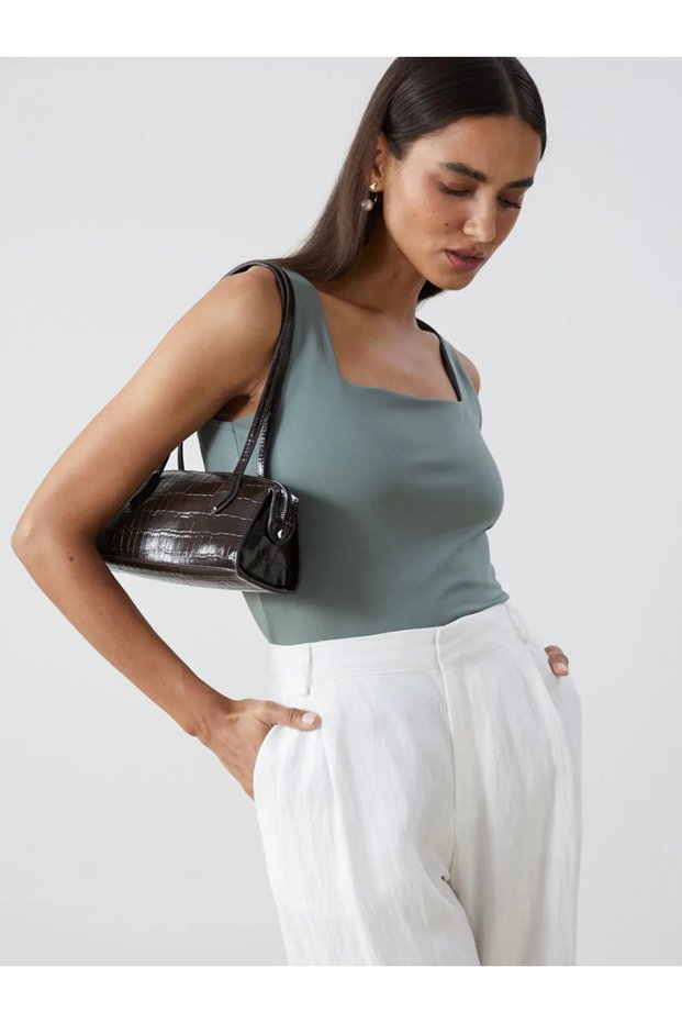 Lcwaikiki Classic Khaki Square Collar Women's Tank Top