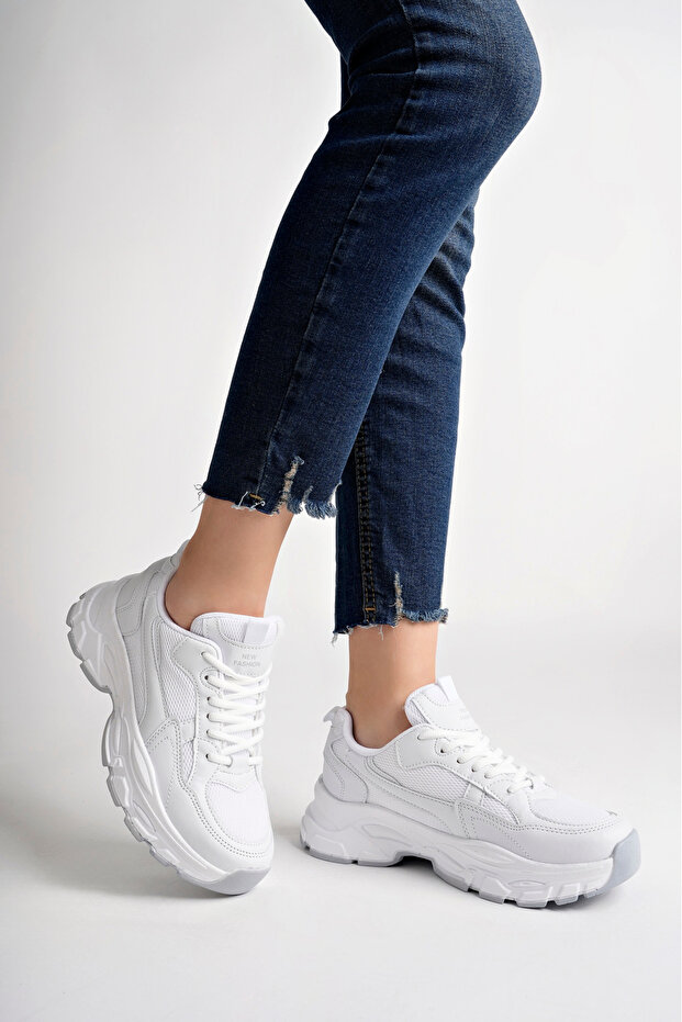 Kadın Beyaz Sneakers Günlük Ayakkabı - 4