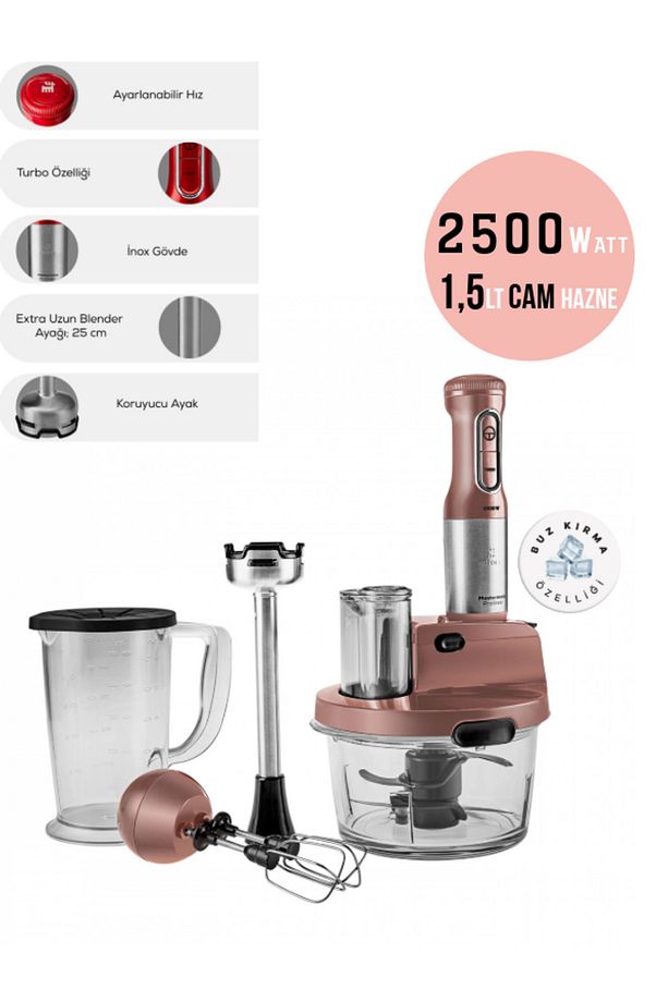 Turbo Doğrayıcı, Dilimleme Rondo, Blender 2500W Yüksek Güç 8 in 1 Mikser seti & Mutfak Robotu - 1