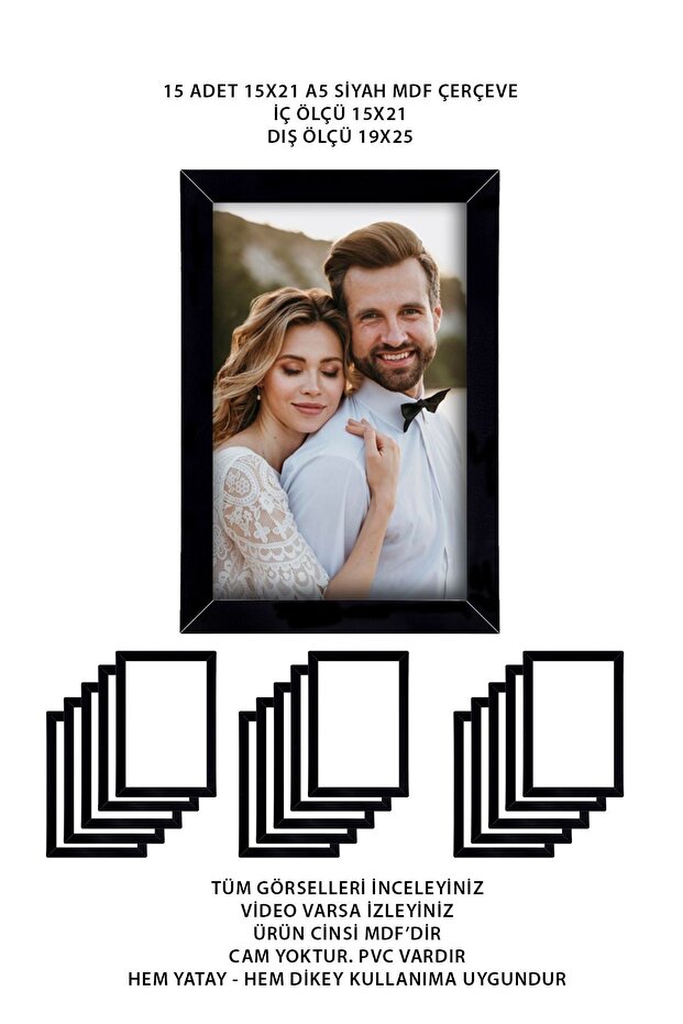 15 Pieces 15x21 Frame - a5 Frame Set MDF Frame - Black