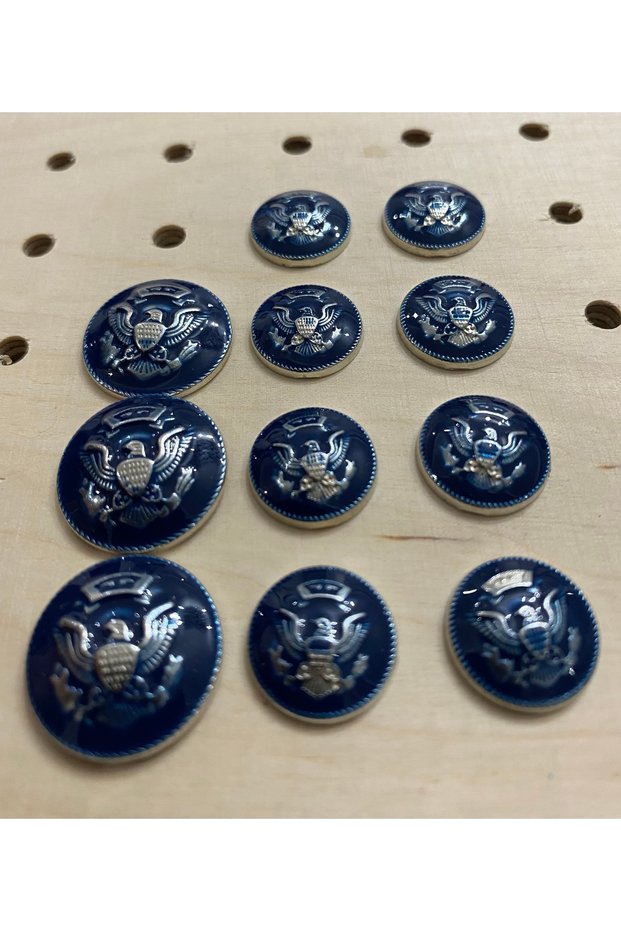 Blazer Jacket and Coat Button Silver Eagle on Blue
