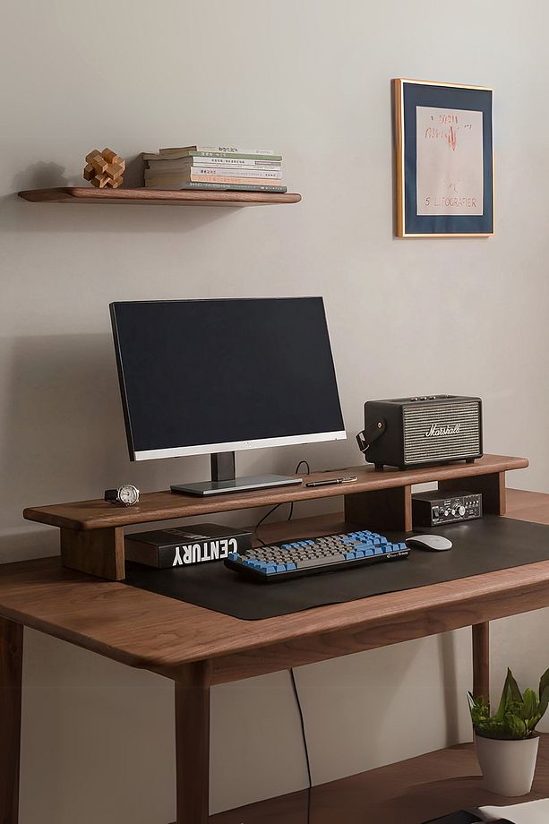 Triwood Ceviz Rengi - 3 Ayaklı Ahşap Bilgisayar Standı, Ekran Ve Monitör Yükseltici (113X19 CM) - 1