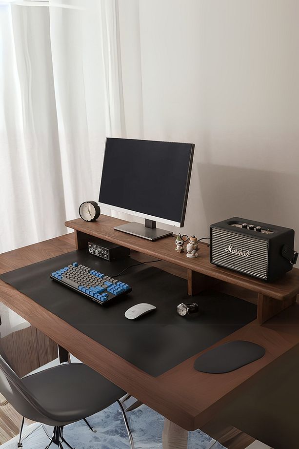 Triwood Ceviz Rengi - 3 Ayaklı Ahşap Bilgisayar Standı, Ekran Ve Monitör Yükseltici (113X19 CM) - 2