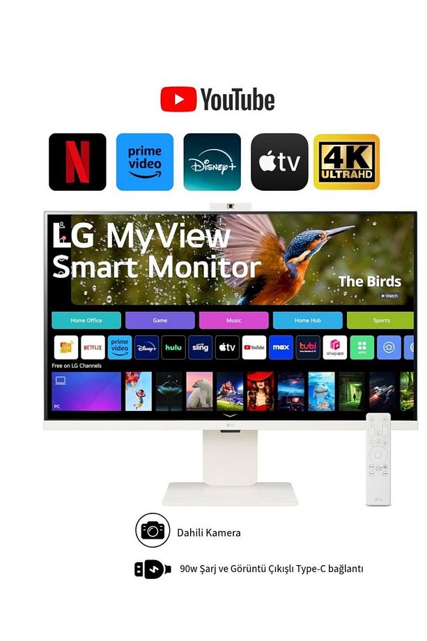 WebOS Akıllı Bağlantı Wİ-Fİ 5ms 60Hz (Hdmı+Type-C) Apple Airplay 2 4K UHD IPS HDR10 Akıllı MonitörTV - 1