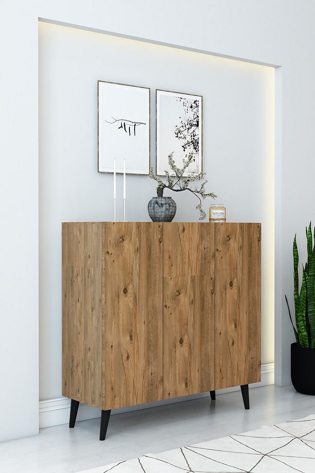 izco Design 3 kapaklı raflı ayakkabılık-çok amaçlı dolap - 2