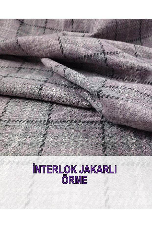 Lila Gri Renklerde Jakarlı Örme En: 150 - 1