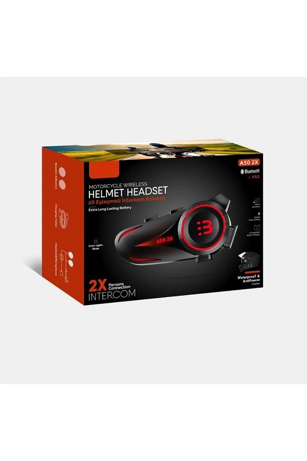 Yeni 2025 Model 2 Kişi Bağlantılı A50-2x Bluetooth V5.3 Motosiklet Kask Kulaklık Rgb Intercom Seti - 7