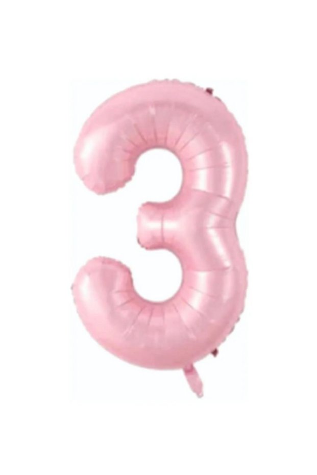 Foil Balloon Number 3 Helium Balloon 76 Cm Pink Color - 3 Years Old Balloon - Birthday Party Set Supplies