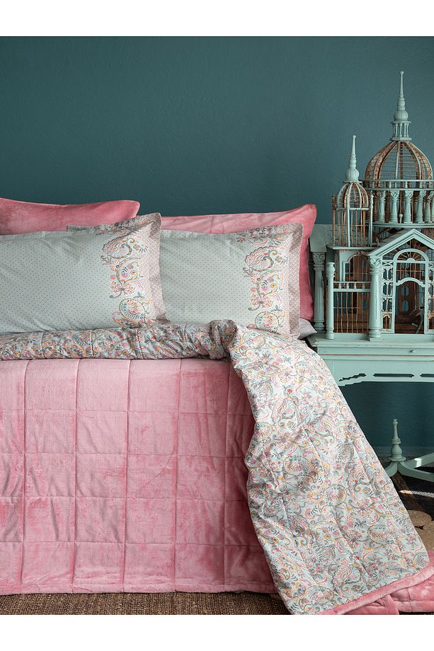 Bedline Wellsoft  Kapitone Yatak Örtüsü Seti Çift Kişilik Lauren Blush - 1