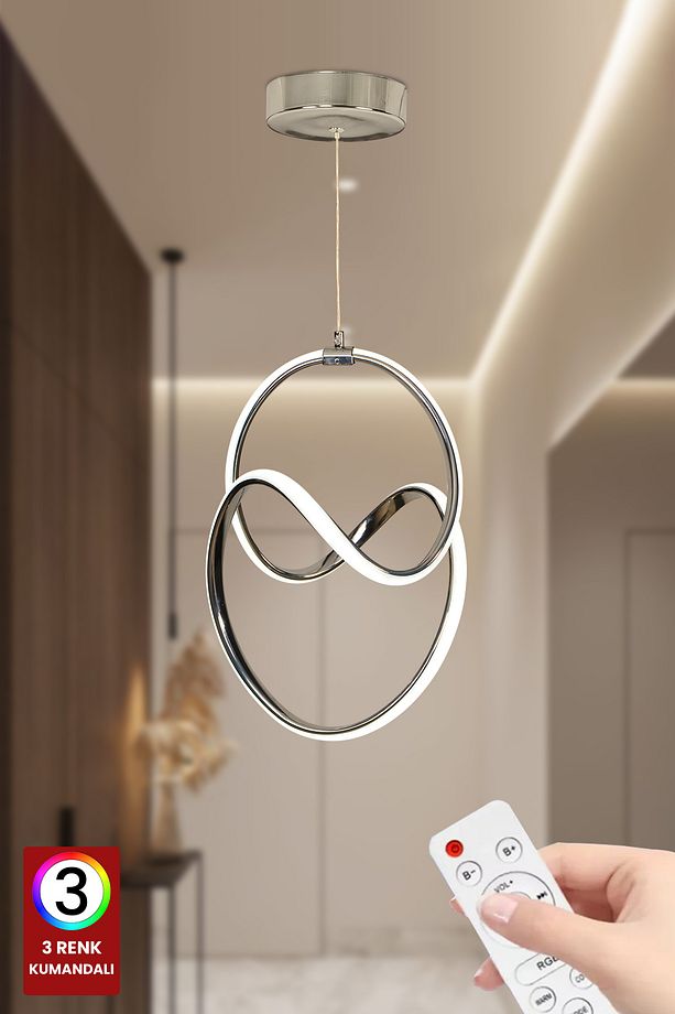 3 Renk Krom Kumandalı Dimmerli 4 Modlu Modern Sarkıt ALP Led Avize - 6