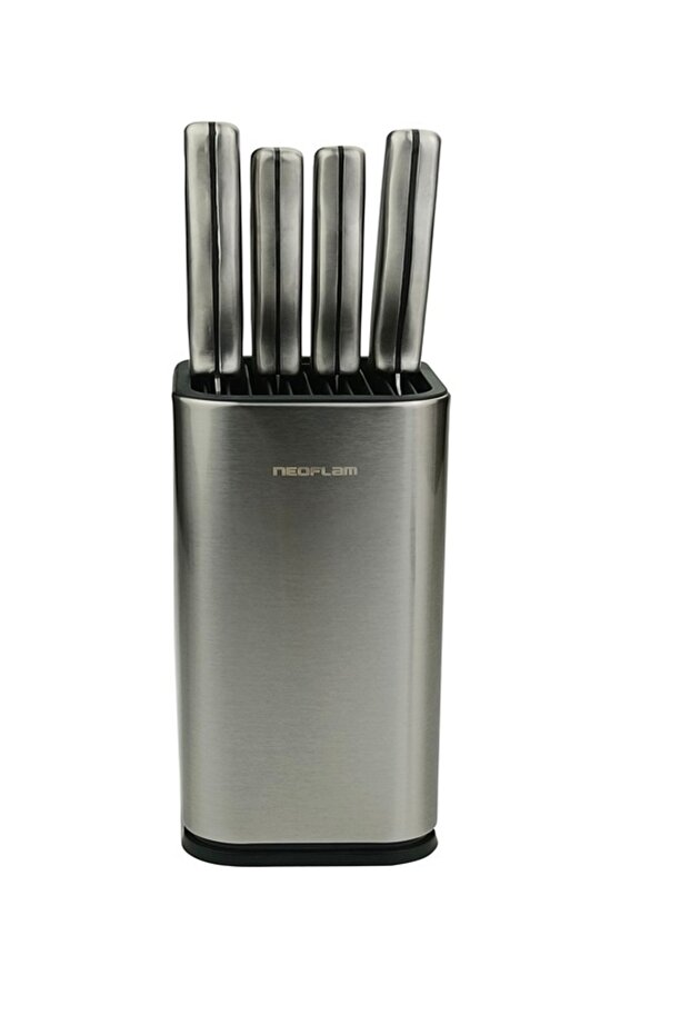 ,Stainless Steel,knife Set,6Pcs,(4knives+stand including sharpener),Silver Color.