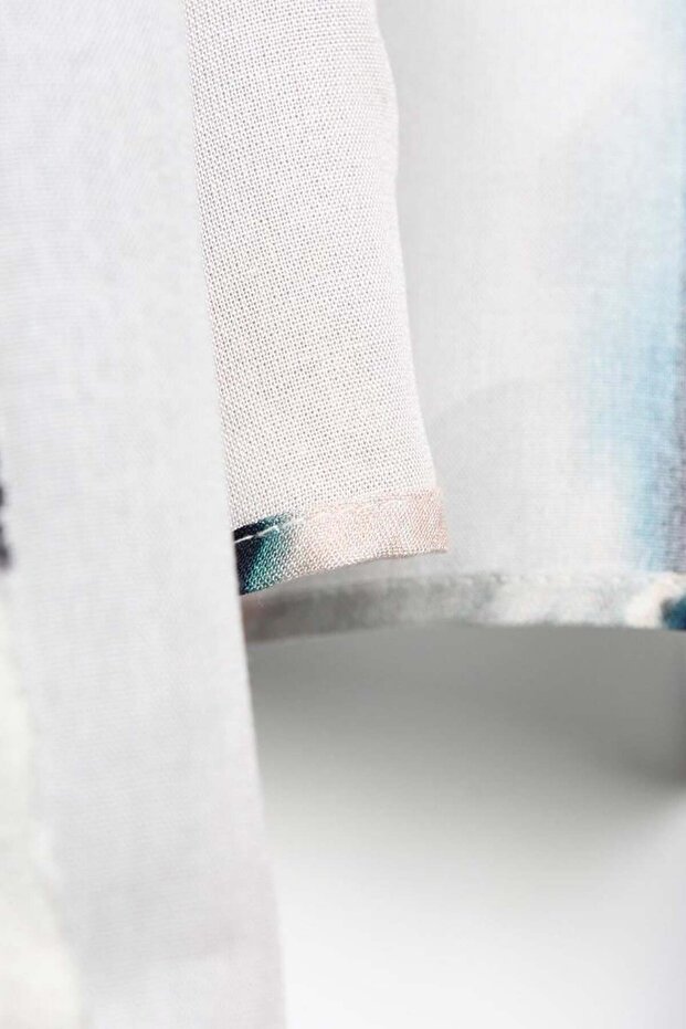 Ecru-Navy-Patterned Kimono - 6