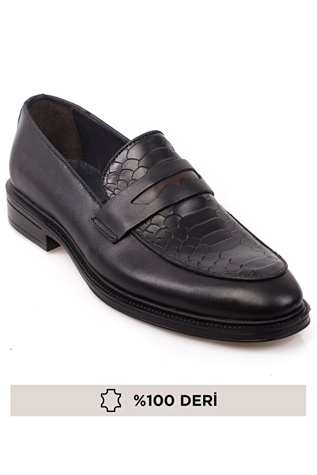 100% Genuine Leather, Python Pattern, Laceless, Inner and Outer Leather Men's Shoes - 4