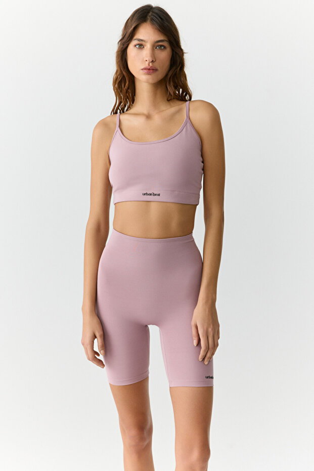 SILVANNA Kadın Midi Dar Paça Sportswear Bisikletçi Gül Kurusu Tayt - 3