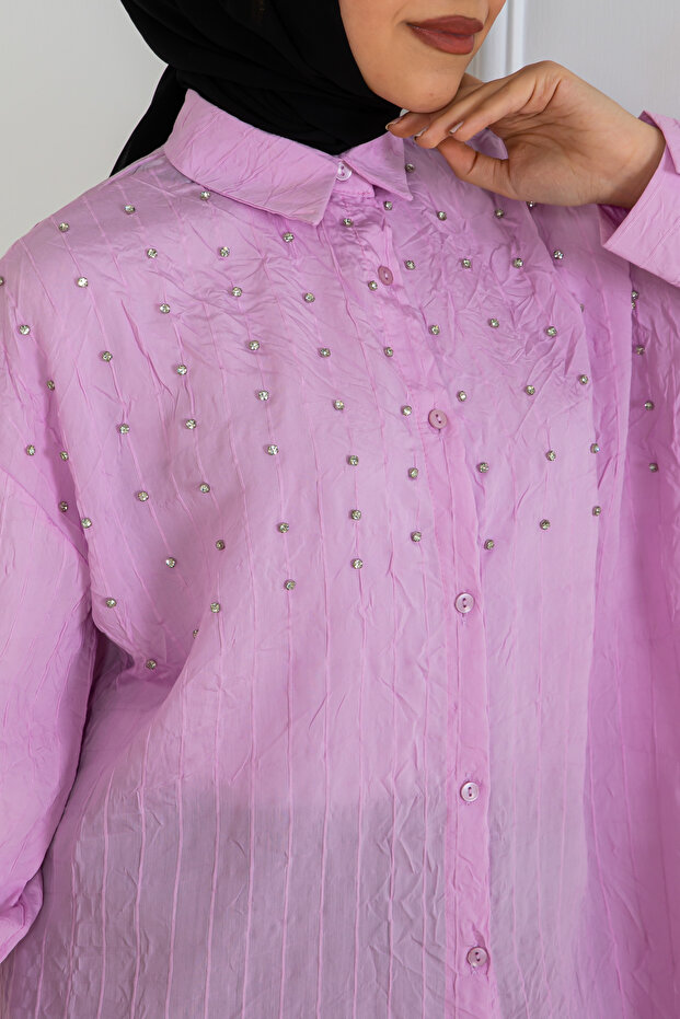 Taşlı Gömlek Pembe 2127 - 3