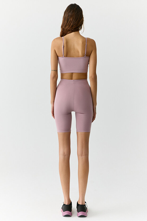 SILVANNA Kadın Midi Dar Paça Sportswear Bisikletçi Gül Kurusu Tayt - 8