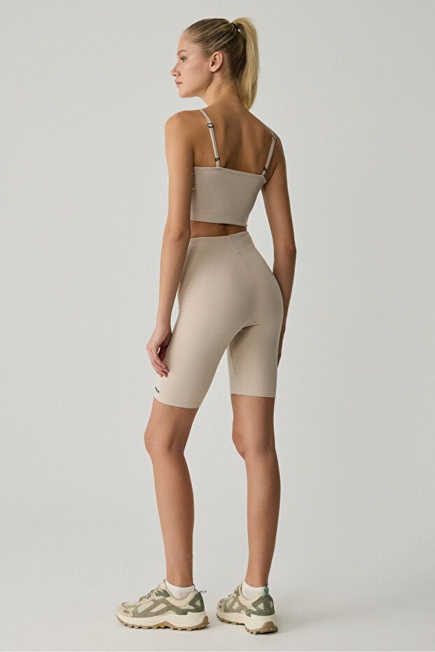 SILVANNA Kadın Midi Dar Paça Sportswear Bisikletçi Taş Rengi Tayt - 7