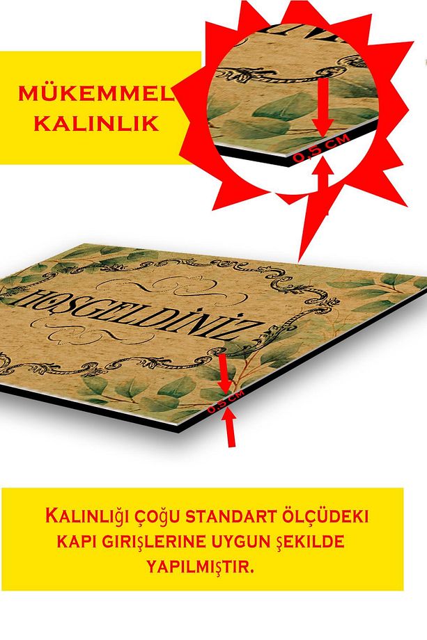 Hoşgeldiniz Hasır Desenli Dekoratif Kapı Önü Paspası 45x70 - 4
